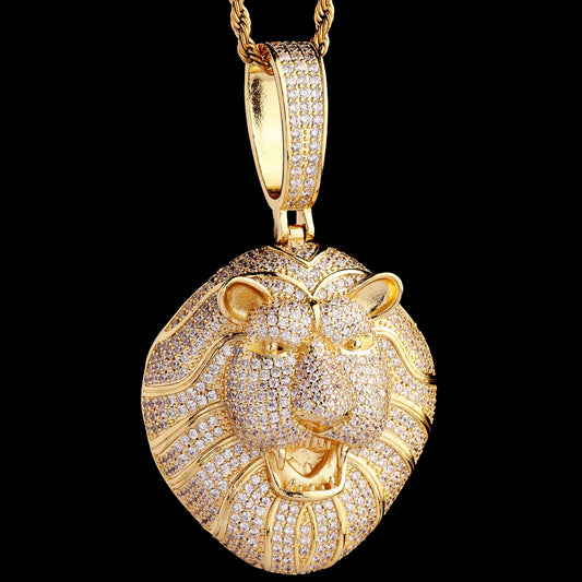 Iced Roaring Lion Necklace