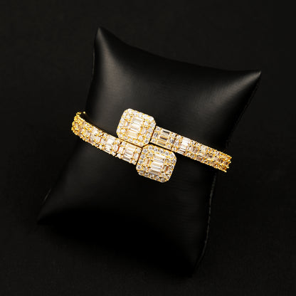 Baguette Bangle Bracelet 18K Gold