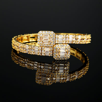 Baguette Bangle Bracelet 18K Gold