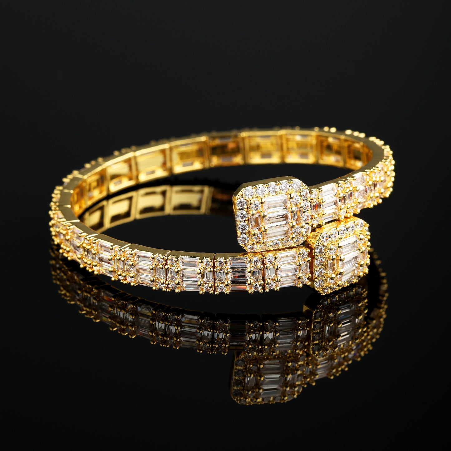 Baguette Bangle Bracelet 18K Gold