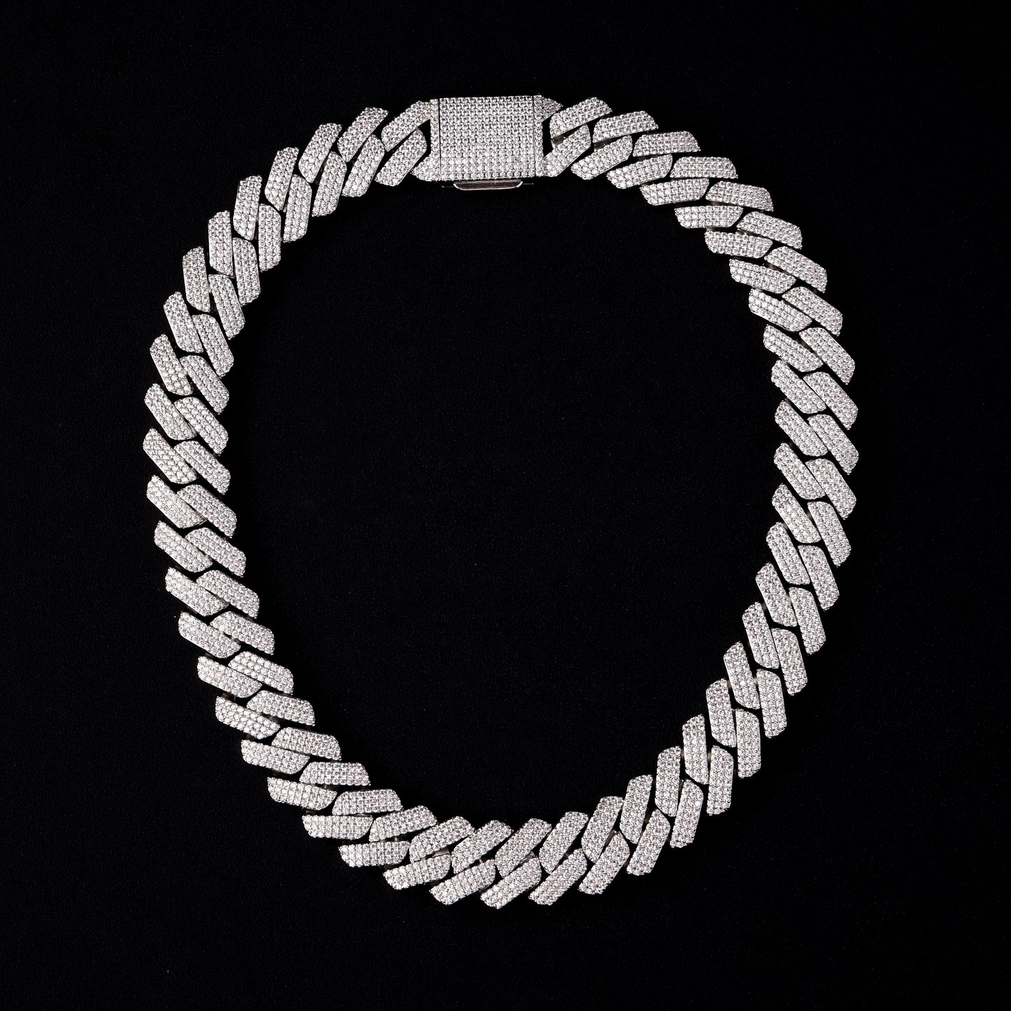 20MM Prong Cuban Link Chain White Gold