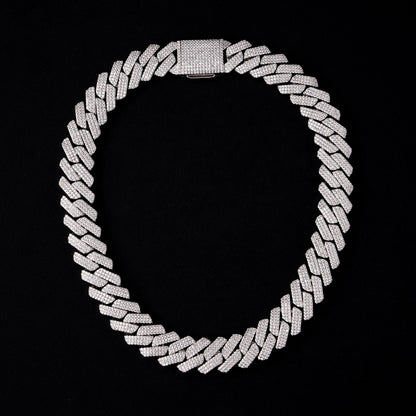 20MM Prong Cuban Link Chain White Gold