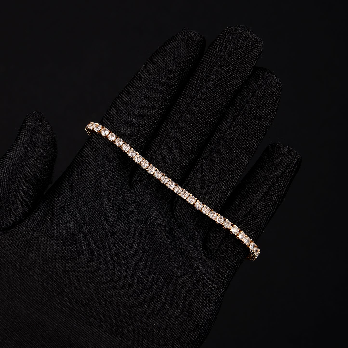 3MM S925 银莫桑石网球手链 18K 金