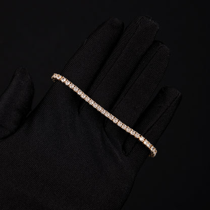 3MM S925 银莫桑石网球手链 18K 金
