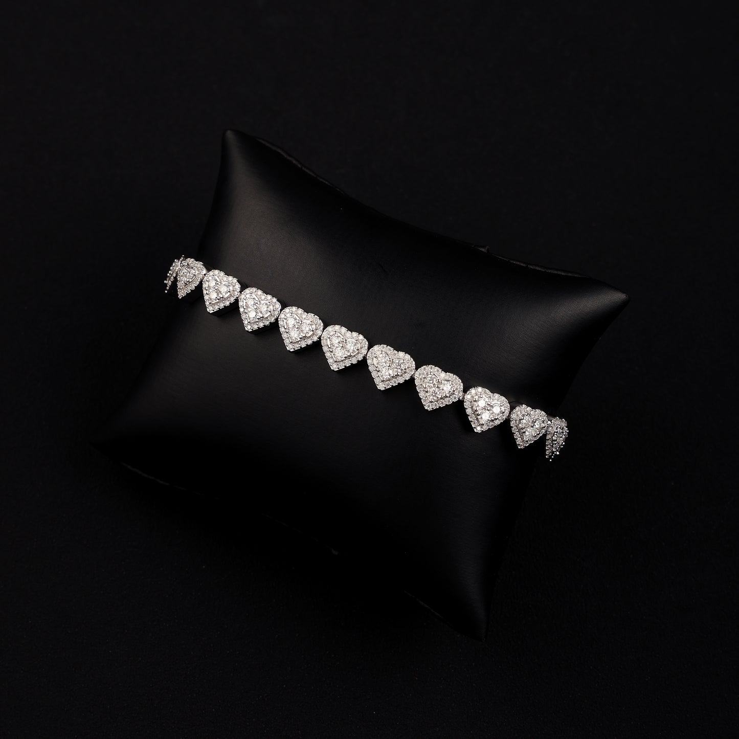 8MM 925 Silver Moissanite Heart Link Bracelet White Gold