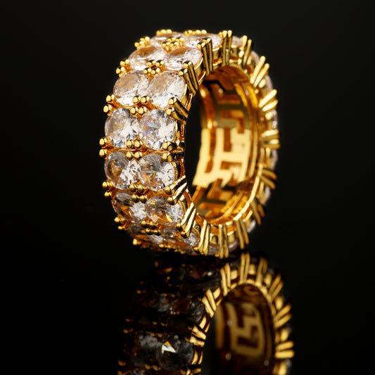 CZ Stone Iced 9mm Iced 2-Row Eternity Band Ring