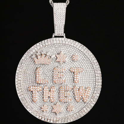 Custom Letter Necklace 3D Big Crown Disc