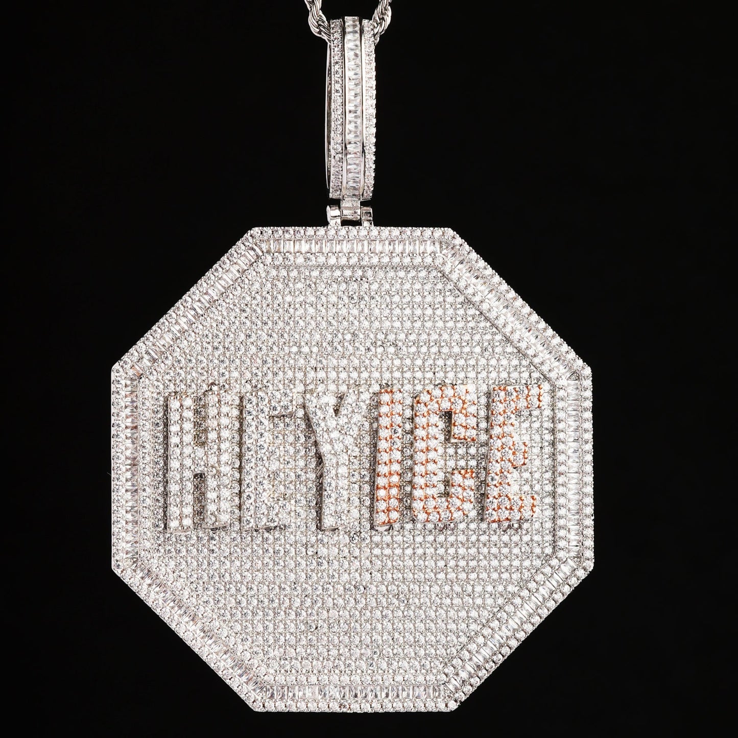 Custom Letter Necklace 3D Big Octagon