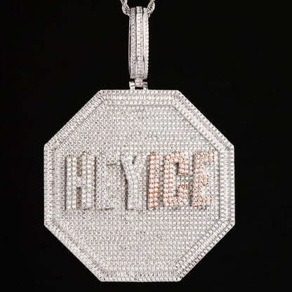 Custom Letter Necklace 3D Big Octagon