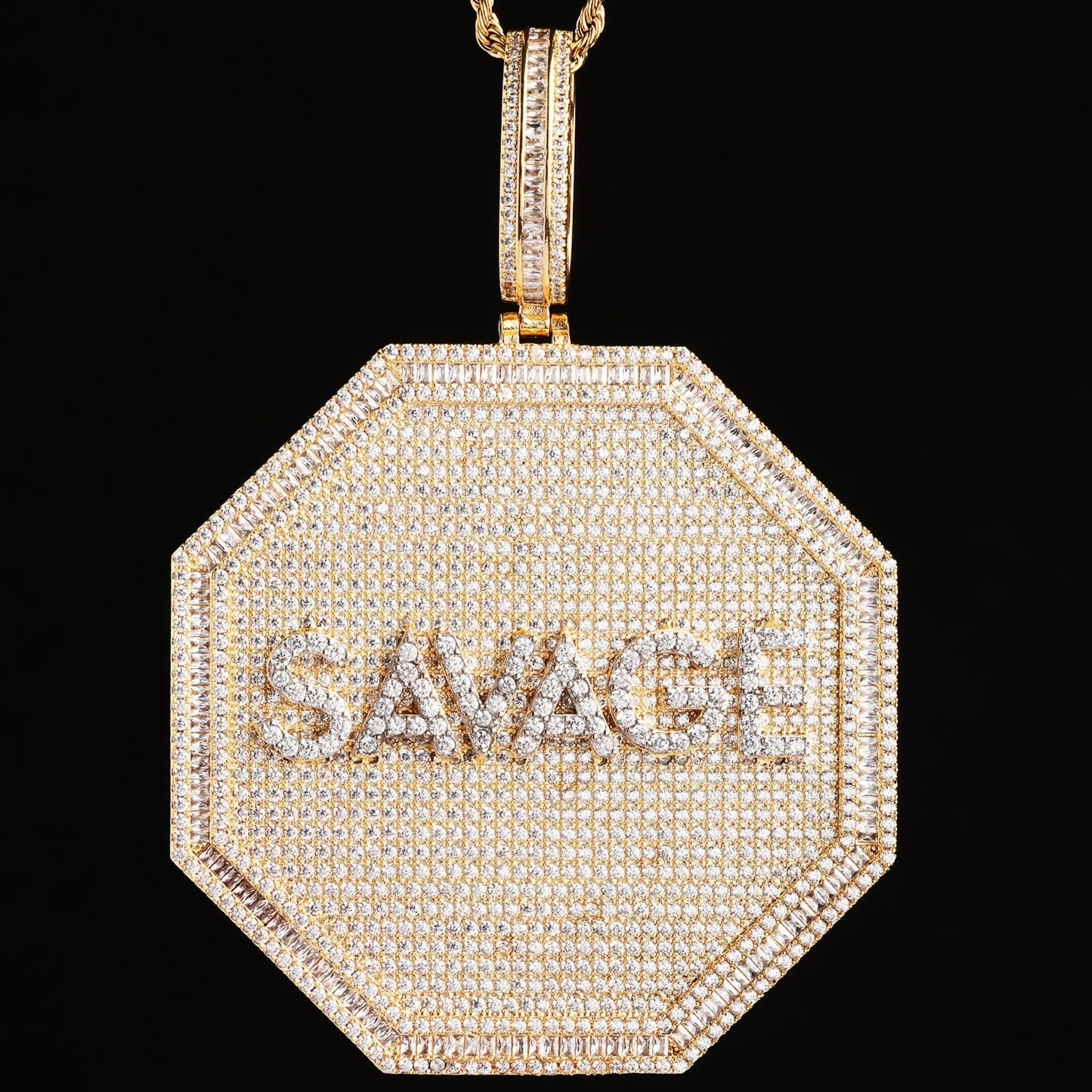 Custom Letter Necklace 3D Big Octagon