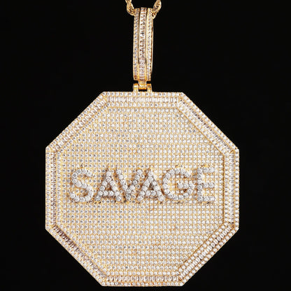 Custom Letter Necklace 3D Big Octagon