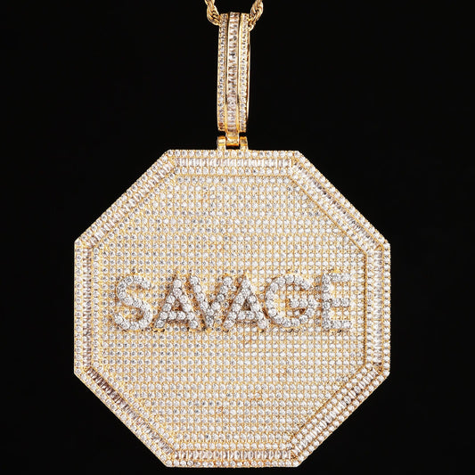 Custom Letter Necklace 3D Big Octagon