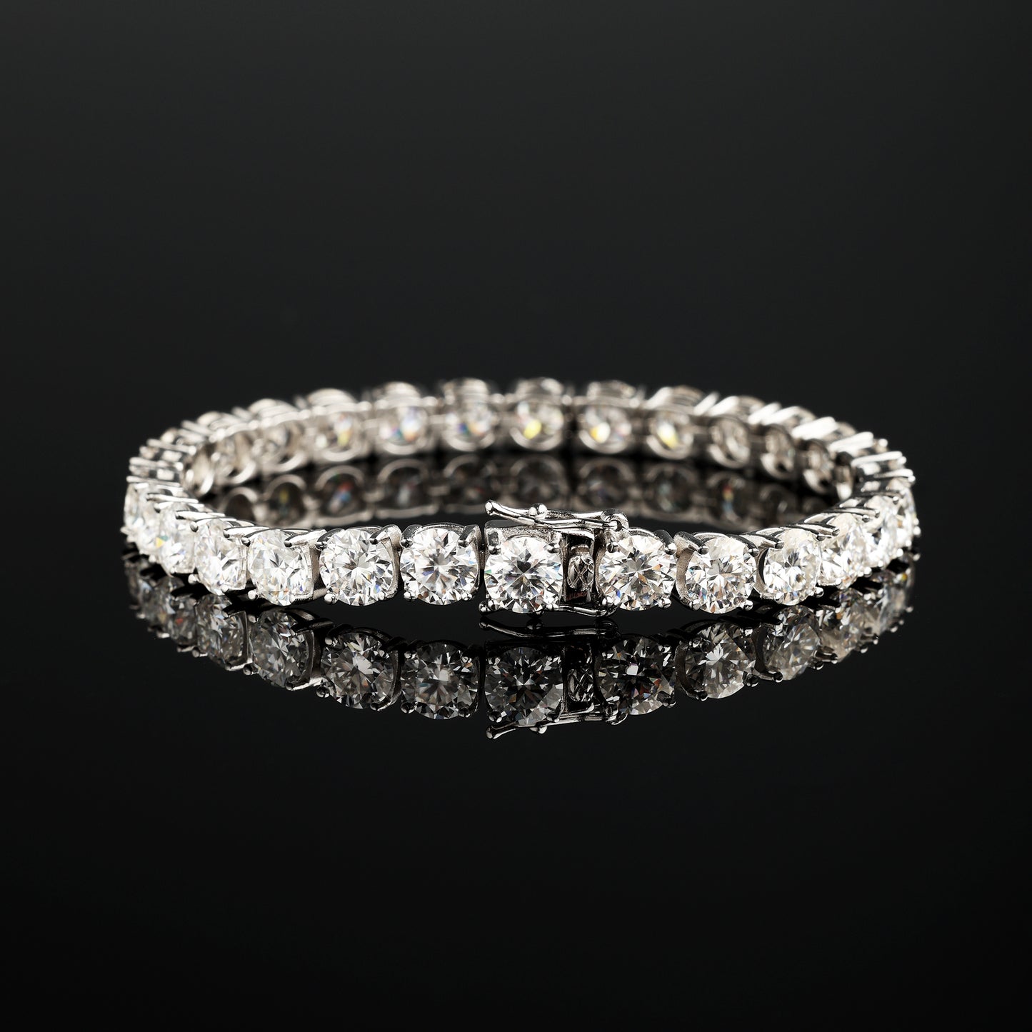 6.5MM S925 Silver Moissanite Tennis Bracelet White Gold