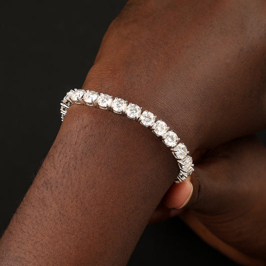 6.5MM S925 Silver Moissanite Tennis Bracelet White Gold