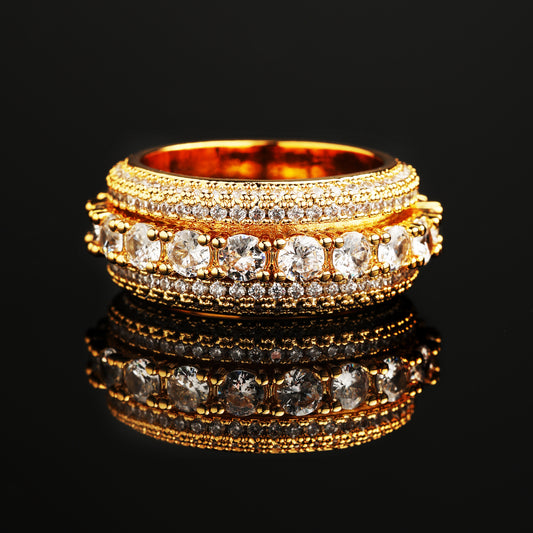 CZ Stone 10MM Layered Ring 18K Gold