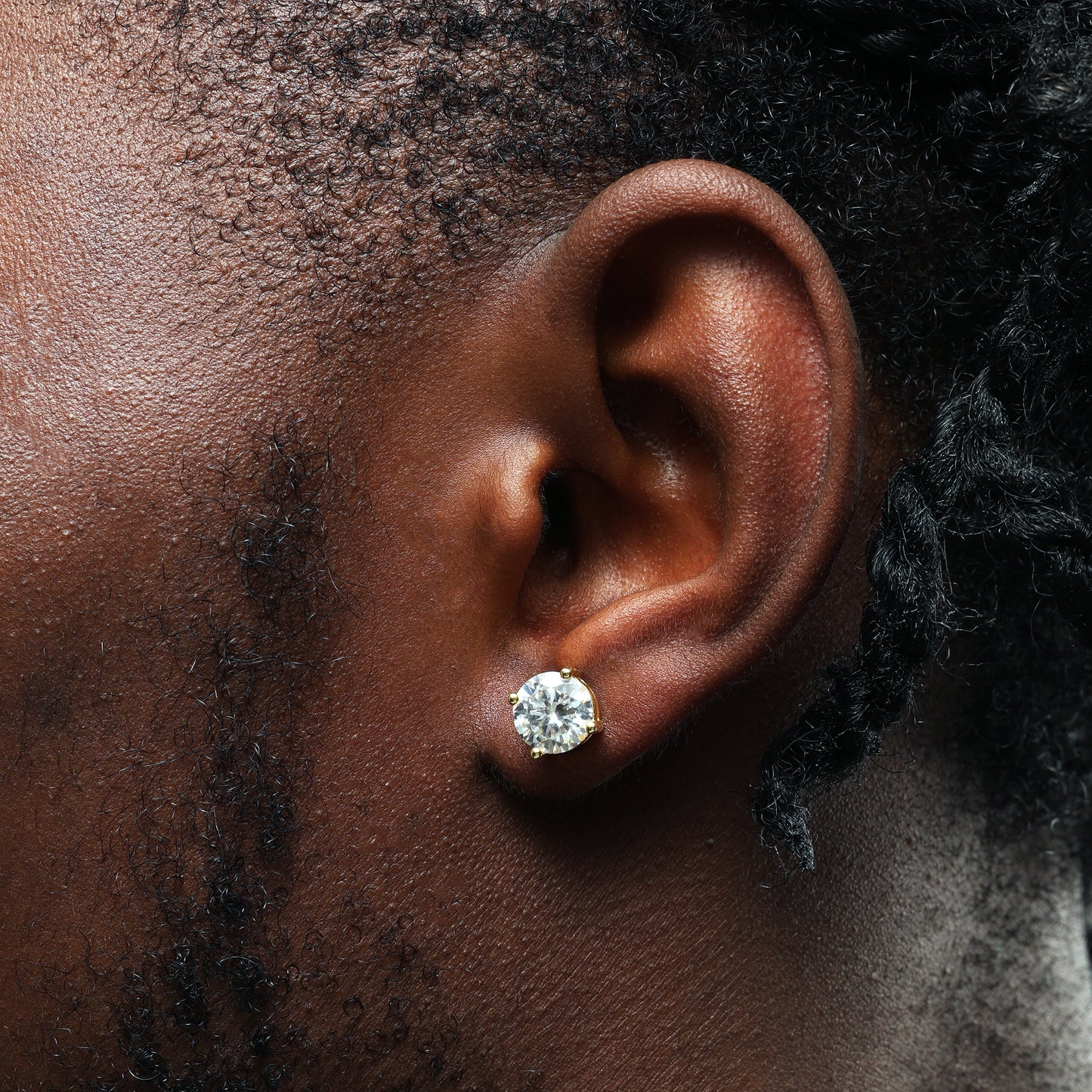 0.5Ct/1Ct/2Ct 925 Silver Moissanite Round Stud Earrings 18K Gold