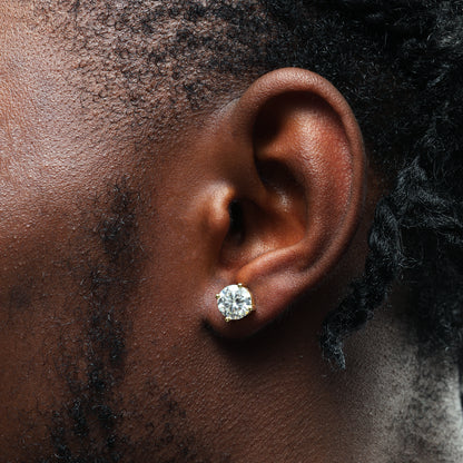 0.5Ct/1Ct/2Ct 925 Silver Moissanite Round Stud Earrings 18K Gold
