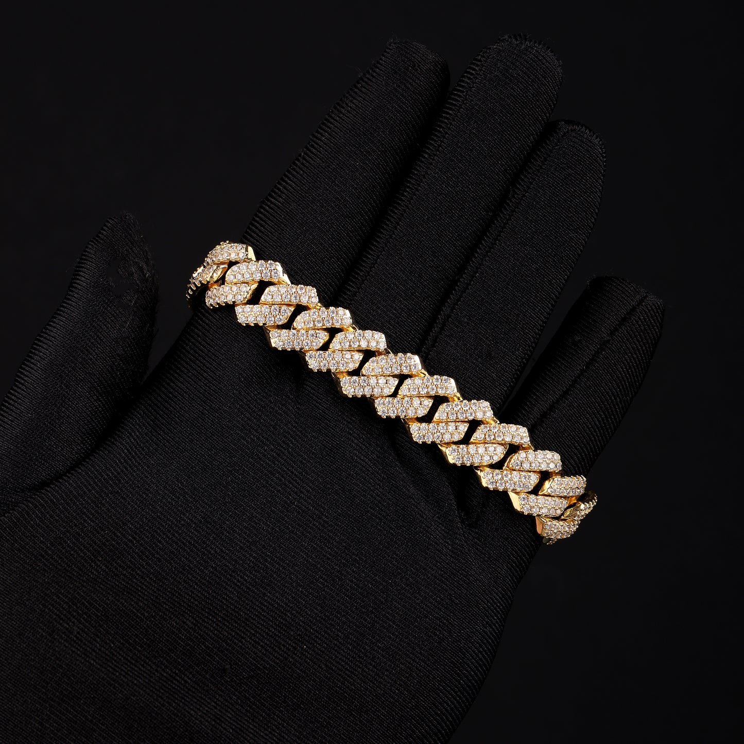 14MM Prong Cuban Bracelet 18K Gold