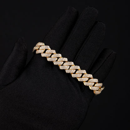 14MM Prong Cuban Bracelet 18K Gold