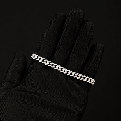 6.5MM 925 Silver Moissanite Cuban Link Bracelet White Gold