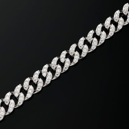 6.5MM 925 Silver Moissanite Cuban Link Bracelet White Gold
