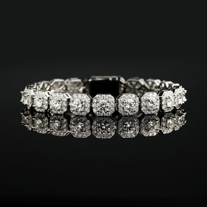 10MM  925 Silver Moissanite Cluster Tennis Bracelet White Gold