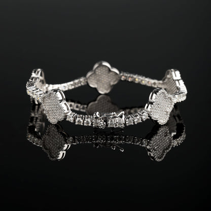 3MM 925 Silver Moissanite Four Leaves Bracelet White Gold