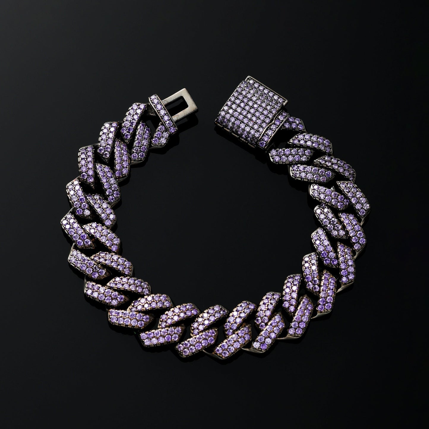 15MM Purpel Cuban Link Bracelet