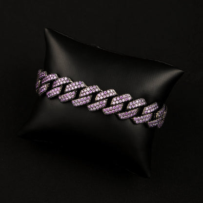 15MM Purpel Cuban Link Bracelet