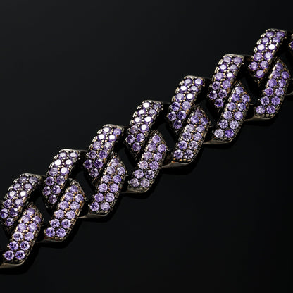 15MM Purpel Cuban Link Bracelet