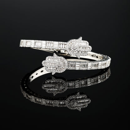 Hamsa Hand Bauguette Bracelet White Gold