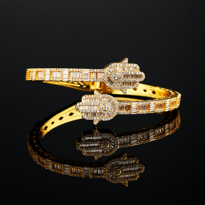 Hamsa Hand Bauguette 手链 18K 金