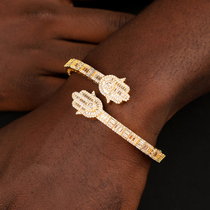 Hamsa Hand Bauguette 手链 18K 金