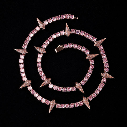 5mm Pink Fight Tooth and Claw Tennis Chain in Rose Gold