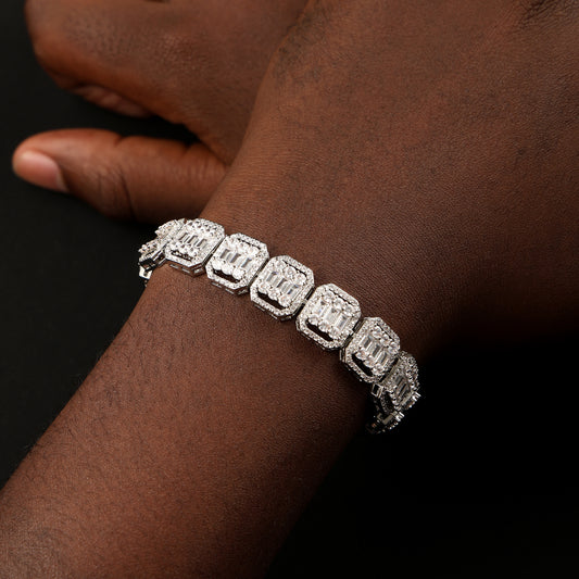 12MM Baguette Bracelet White Gold