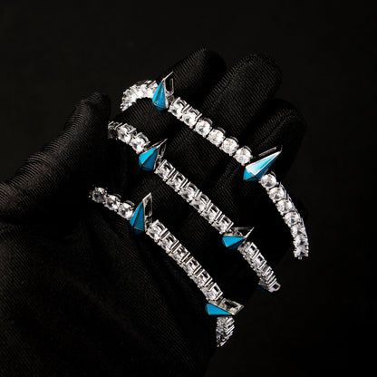 5MM Blue Enamel Fight Tooth and Claw Tennis Chain