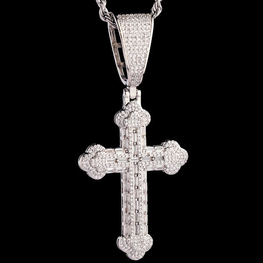 Micro Pave Baguette Cross Pendant