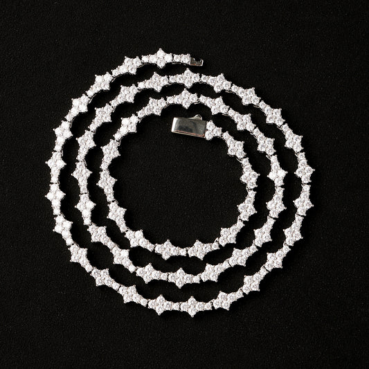 7mm Honeycomb Tennis Chain White Gold