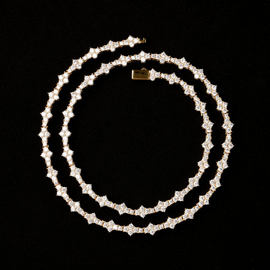 7mm Honeycomb Tennis Chain 18K Gold