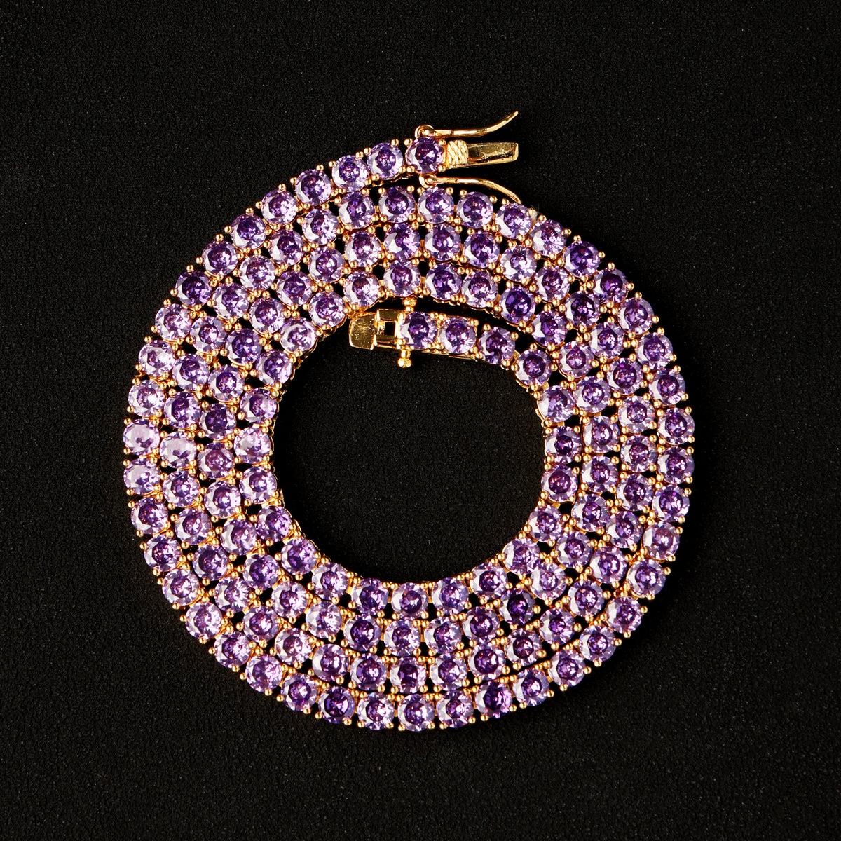 Purple Iced Rings 4mm Iced Out Purple Tennis Chain – HeyIce