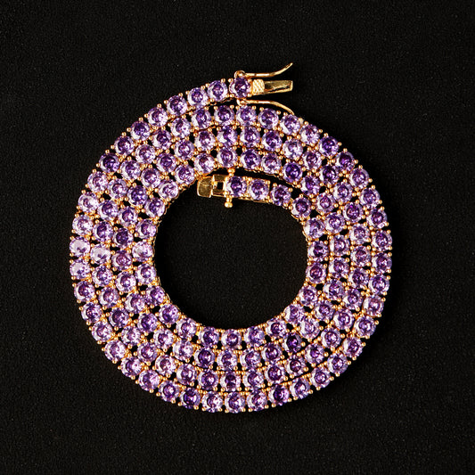 4mm Iced Out Purple Tennis Chain