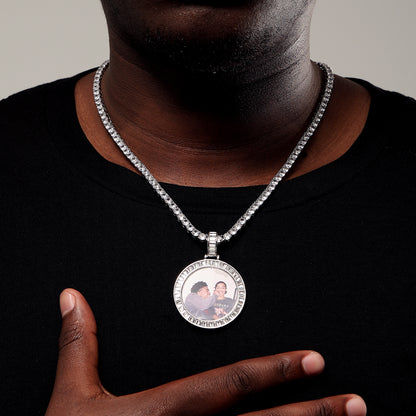 Custom Baguette Round Picture Pendant