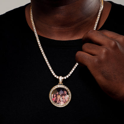 Custom Baguette Round Picture Pendant