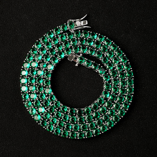 4mm Green Iced Out Tennis Chain
