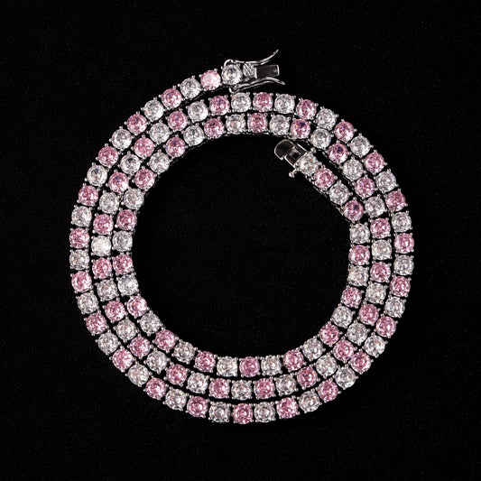 4mm Pink and White Stones Tennis Chain