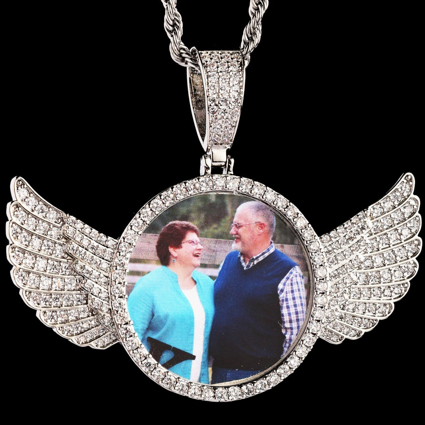 Iced Custom Wings Picture Pendant