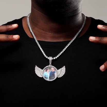 Iced Custom Wings Picture Pendant