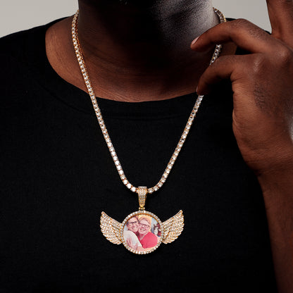 Iced Custom Wings Picture Pendant