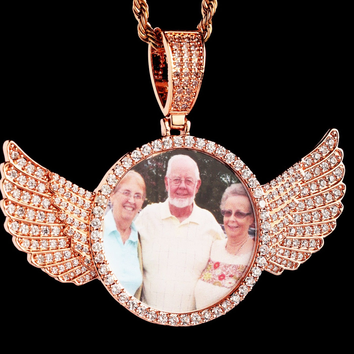 Iced Custom Wings Picture Pendant