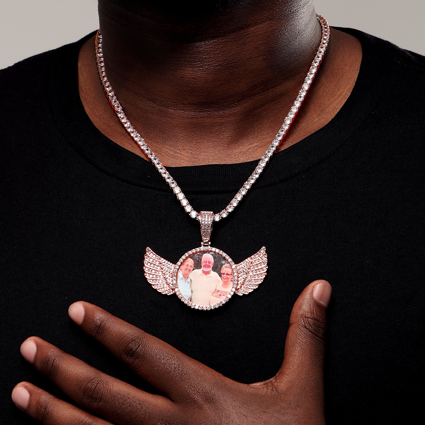 Iced Custom Wings Picture Pendant